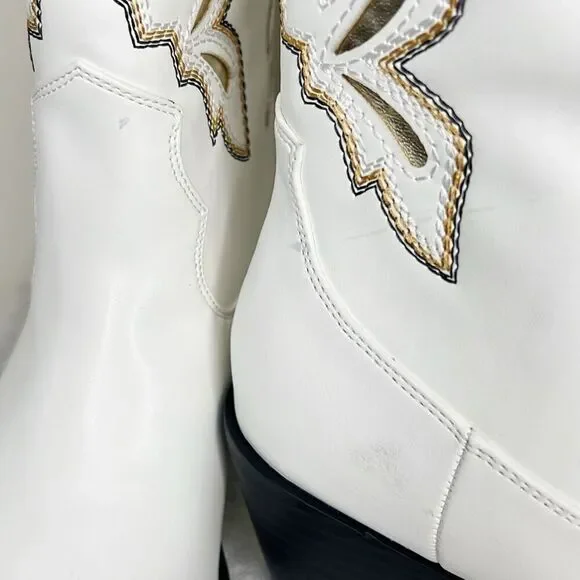 Forever 21 Remmington White Pointed-Toe Western Ankle Boots Size 6 New - Picture 8 of 8